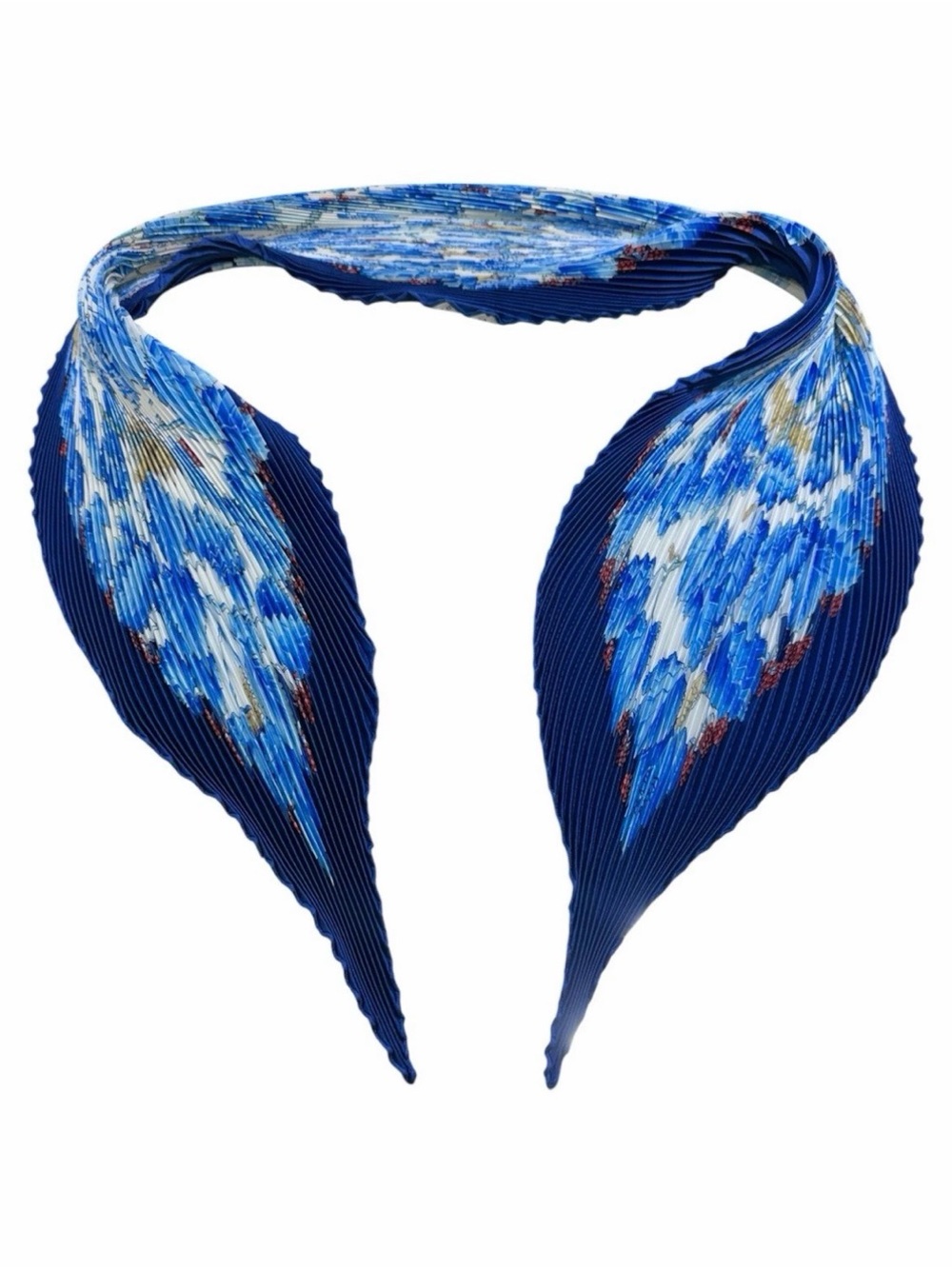Hermes L’arbe de Soie Blue Silk Pleated Plisse Scarf in Box Mint Condition 90cm